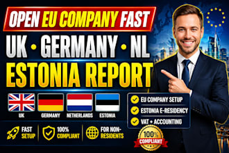 submit estonian annual report and register eu company in UK germany netherlands