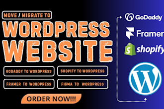 wordpress migration godaddy to wordpress framer to wordpress website to shopify