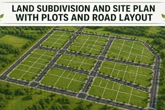 create professional land subdivision and site plan with plots and road layout