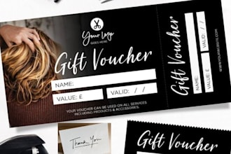 design styled business card, coupon, gift, discount thank you cards usage guides