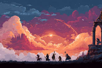 create steam capsule art in pixel art style