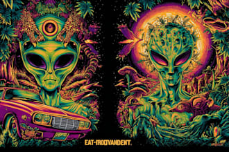 create amazing psychedelic , trippy , weed , alien design