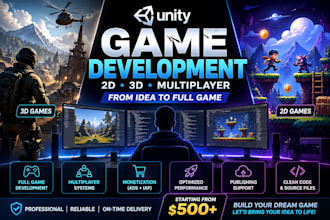 build an high quality unity mobile or PC game with multiplayer and monetization