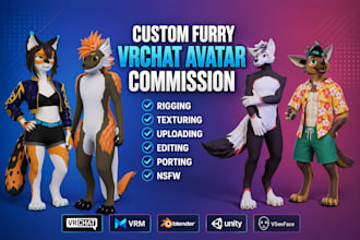 make custom vrchat avatar vrc avatar furry avatar quest vrc model 3d rigging