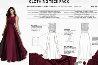 draft fashion apparel tech pack, clothing tech pack, technical flat sketch