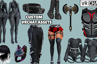 create custom vrchat assets props, outfits, accessories, weapon for avatar