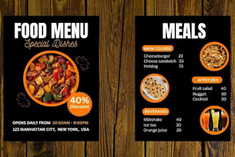 design, redesign modern menu, price list for food, restaurant bakeries cafe bar