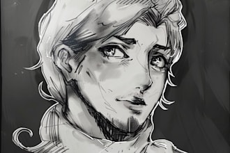draw a fantasy illustration or concept sketch of characters