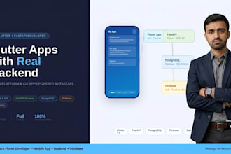 develop a flutter app with fastapi backend and postgresql or firebase database