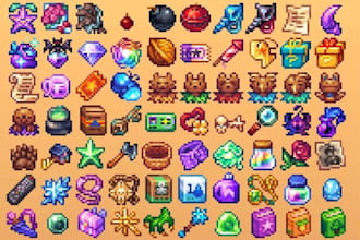 design pixel game icon, ui, hud, skill icon, ability, item props, game assets