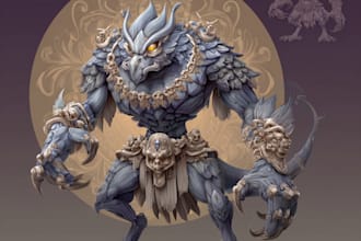 create unique creature monster design and character design