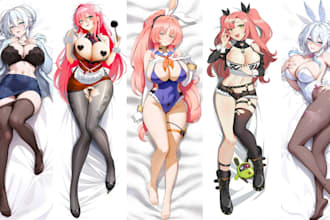draw custom dakimakura art anime body pillow nsfw waifu anime fan art husbando