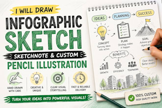draw infographic sketch, sketchnote, and pencil illustration