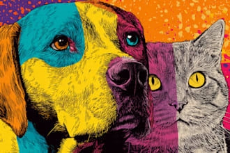 draw pop art of dog cat pet animal portrait