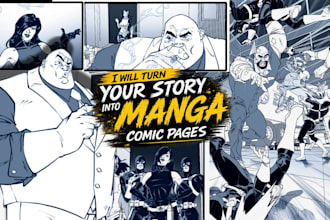 draw manga comic page anime illustration story to manga comic art