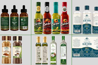 design product label, bottle label, food label, cooking oil, olive oil label,
