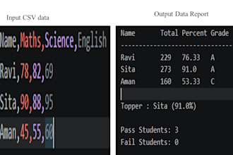 build a program student marks analysis and report generation