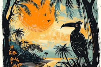 create stunning linocut or woodcut style illustrations