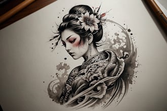 make a tattoo design in japanese style