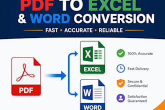 convert PDF to excel, PDF to word and do any data entry work