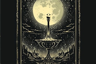 draw custom tarot card illustration with dark art style
