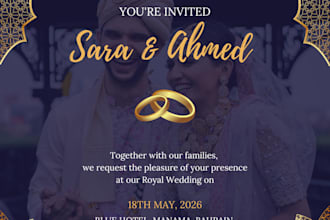 design luxury wedding invitation card in 24 hours