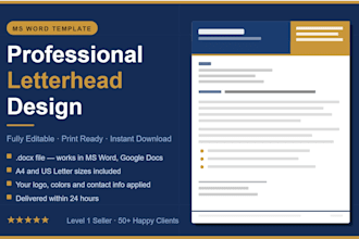 design a professional letterhead and stationary in ms word