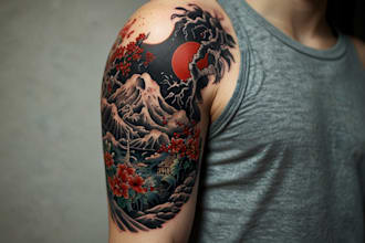 draw a tattoo design in japanese style