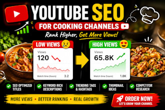 grow your youtube cooking channel with SEO tags thumbnails