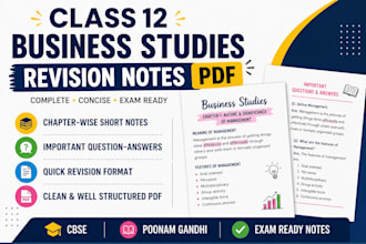 create class 12 business studies notes and important questions PDF
