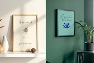 illustrate custom typography posters, wall art and poster designs