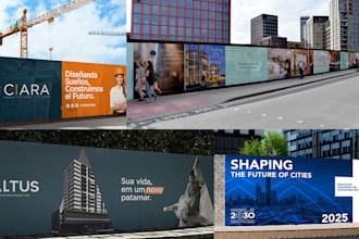 design construction site fence and safety banners
