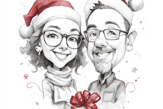draw caricatures for christmas, birthday couples and wedding