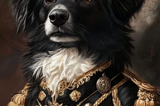 do a custom pet portrait, dog portrait, cat portrait