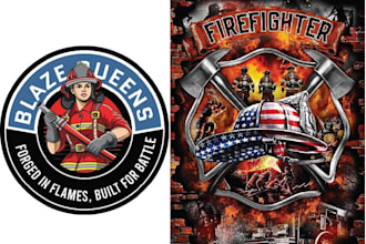 design high quality fire fighter mascot logo with unlimited revision