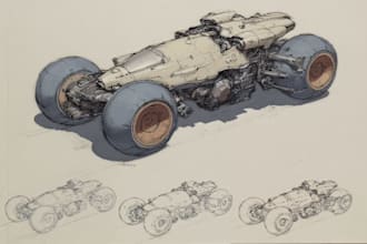 draw sci fi vehicle design and spaceship concept art