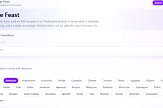 develop a recipe finder website using python django