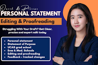 refine your ucas personal statement, proofread uk grad school sop, copy editor