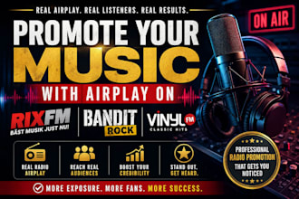promote your music with airplay on rix, bandit rock, and vinyl