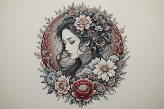 making a tattoo design in japanese style