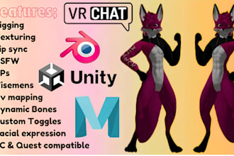 create custom vrchat avatar acccessories, outfits, props, optimized for PC quest