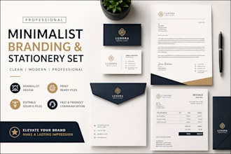 design professional minimalist branding and stationery set