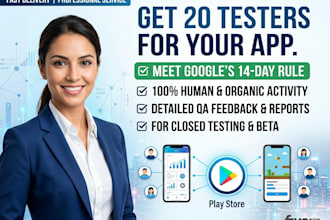 provide closed testing 12 tester 20 tester mobile app testing beta testing