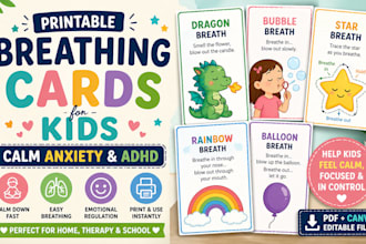 create printable breathing cards for kids anxiety