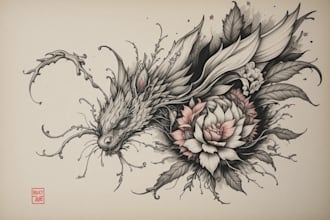 making a tattoo design in japanese style