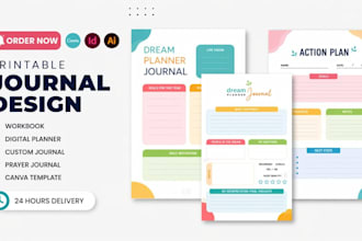 design printable journal canva editable digital planner calendar kdp upload etsy