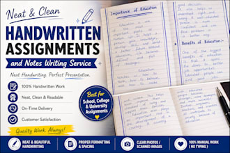 write clean and neat handwritten assignments with presentation