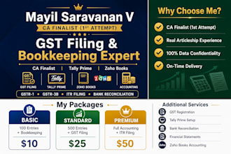 handle gst returns, bookkeeping, and income tax filing in india