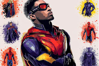 draw a superhero pop art portrait