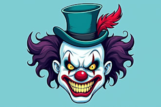design eye catchy joker head logo  in 12 hours